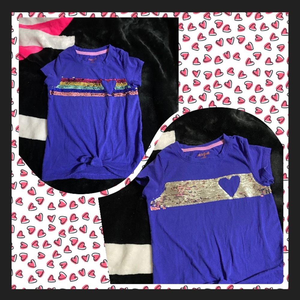 Reverse sequin heart rainbow